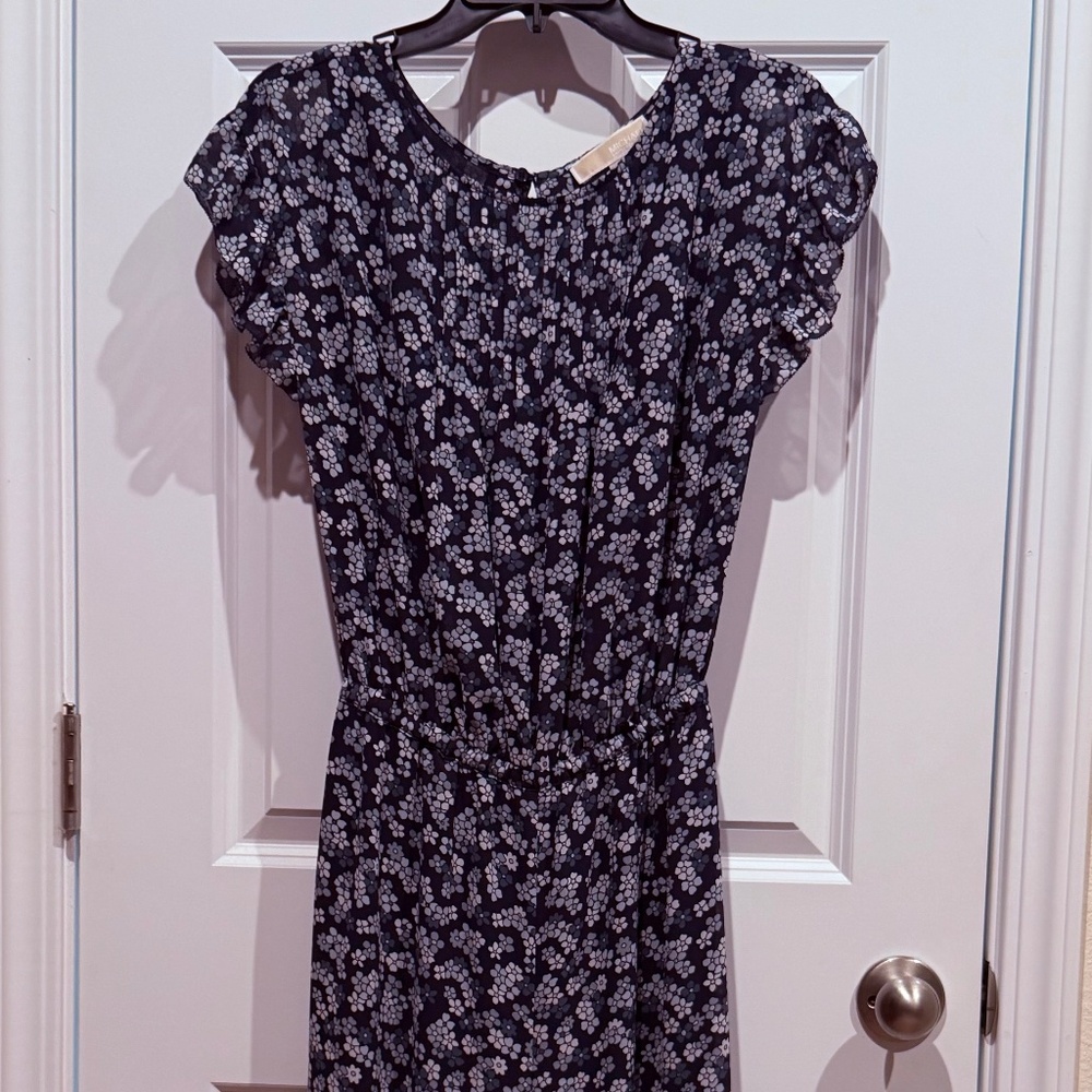 Michael Kors Navy Floral Wide-Leg Jumpsuit – Size Small